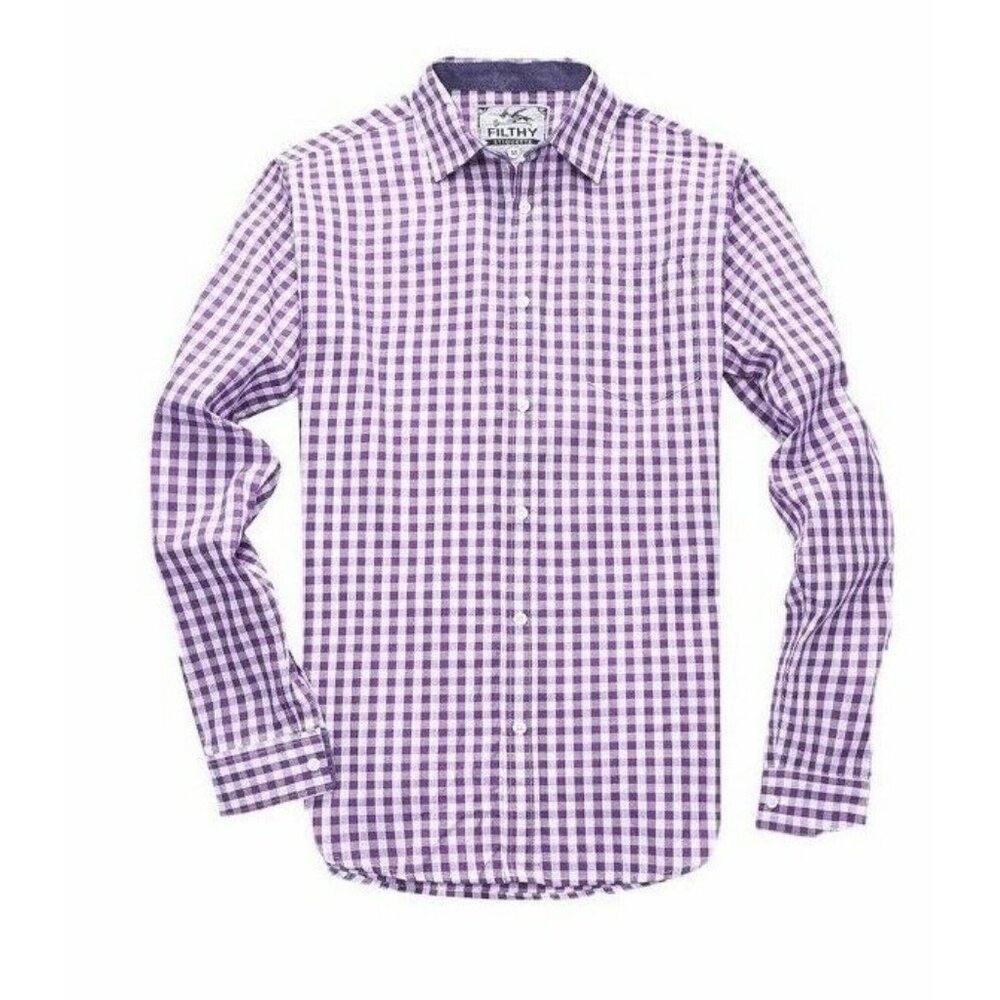 Filthy Etiquette Men's Button Down Shirt Purple White LS Size XL New